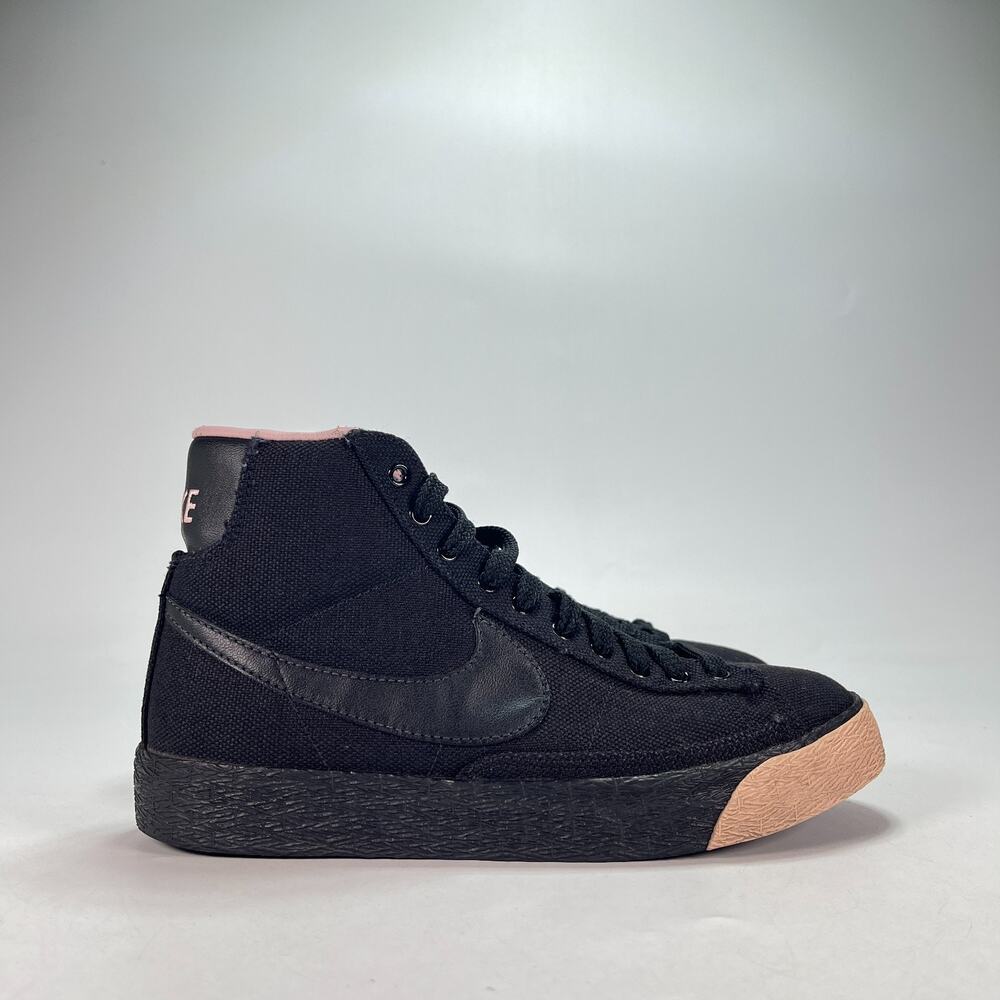 Nike Blazer Mid Black Pink Canvas Skate Shoes Sneakers 314992-002 Women's Size 7